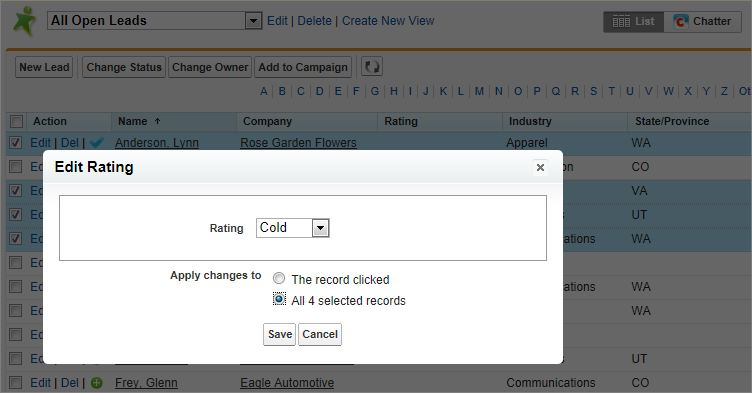 Specify the record type in the list criteria
